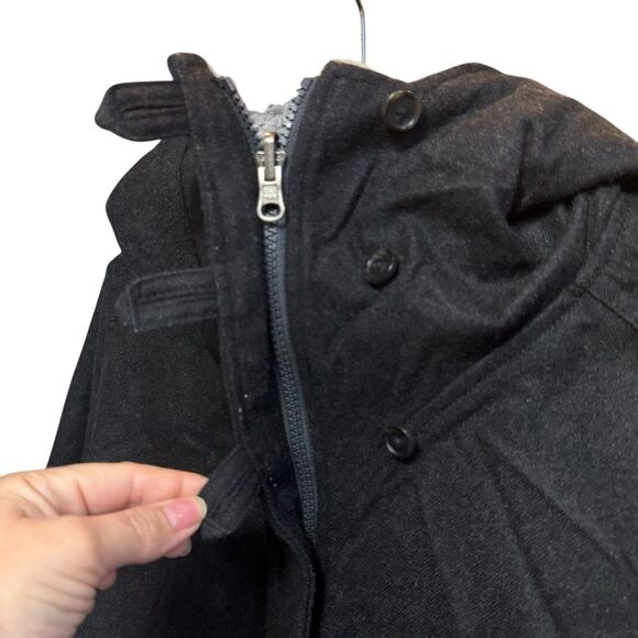 Patagonia Vegabunda Reversible Coat Jacket M Black Gray Merino Wool Blend Hooded - Picture 6 of 12